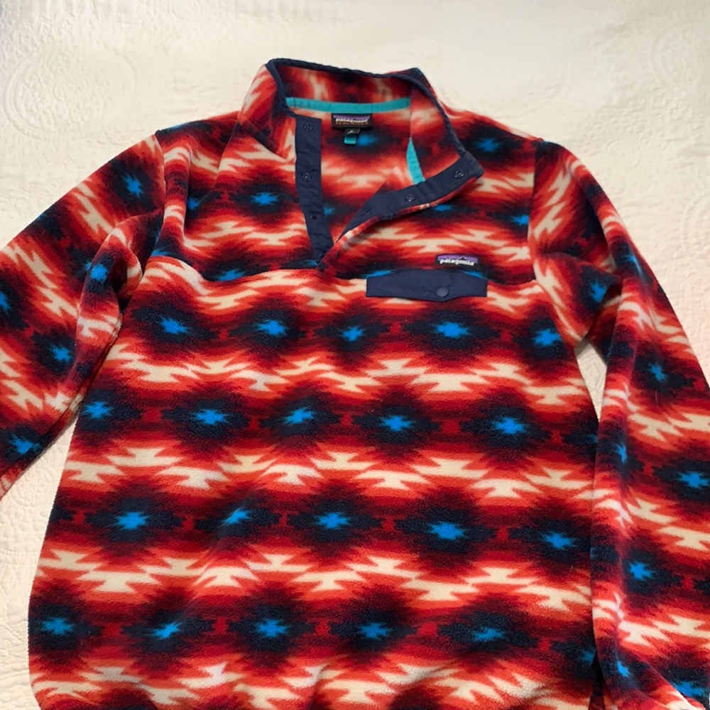 Red, White and Blue Patagonia Pullover Fleece